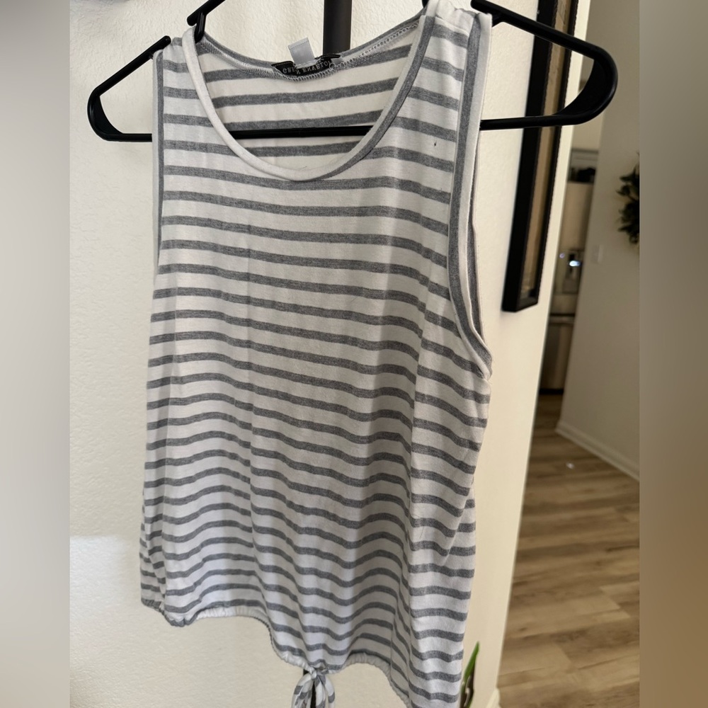Green Envelope women’s gray and white striped tank